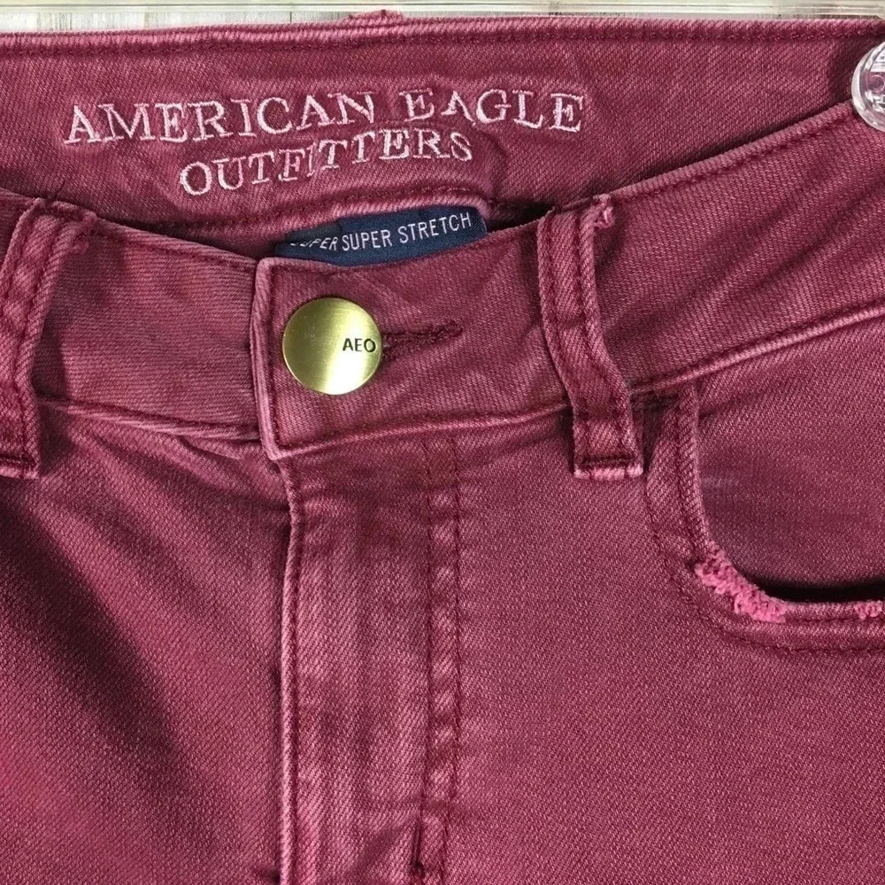 American Eagle AE Jegging Crop Jeans Denim Red 2